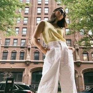 Madewell Linen-Blend Pleated Taper Wide-Leg Pants